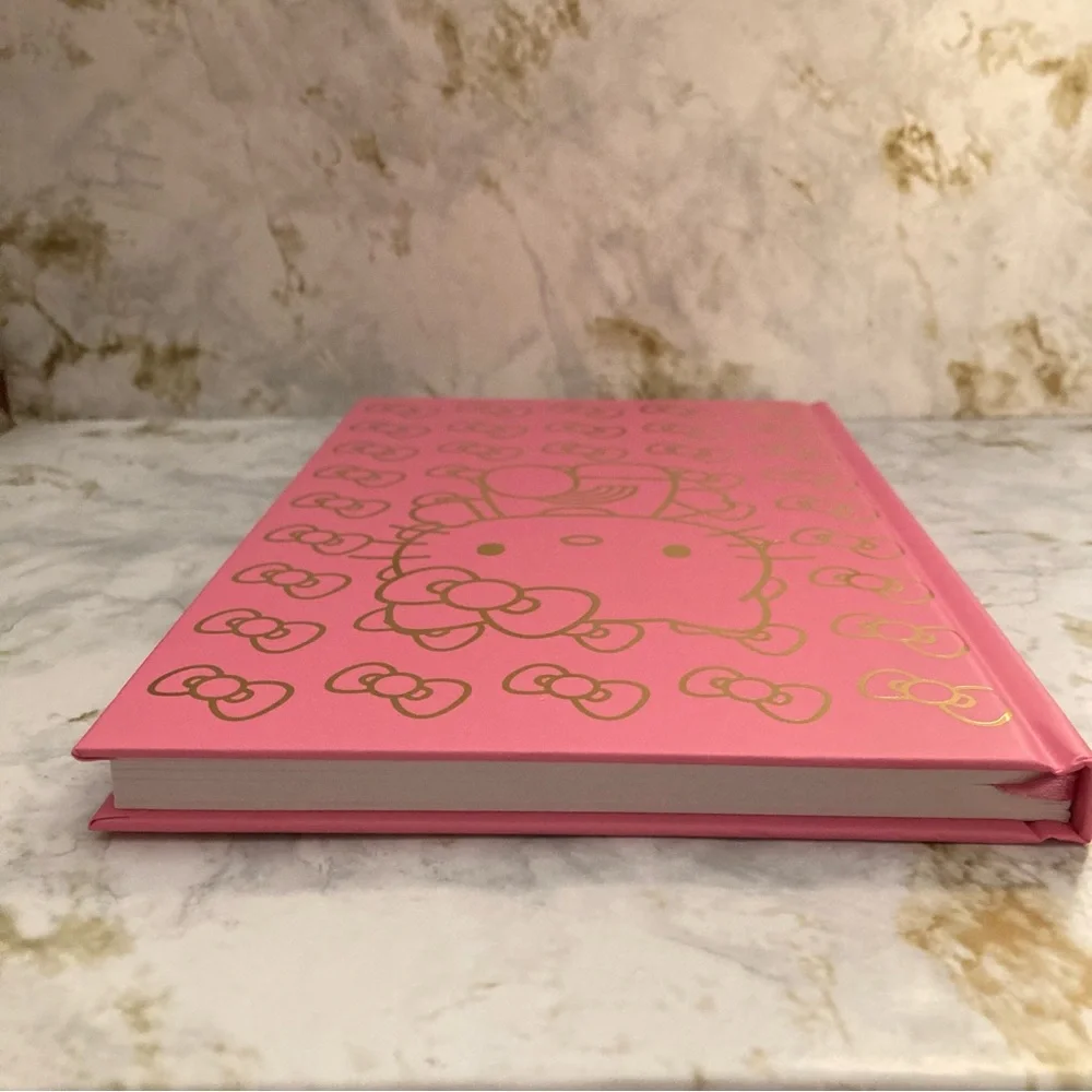 Hello Kitty Journal Gold Foil Bows Pink Hardcover Planner Notebook Stationery